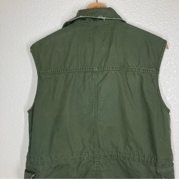 BDG Urban Outfitters Boho Vest Studded Army Green M Distressed Cotton Oversize - Picture 12 of 16
